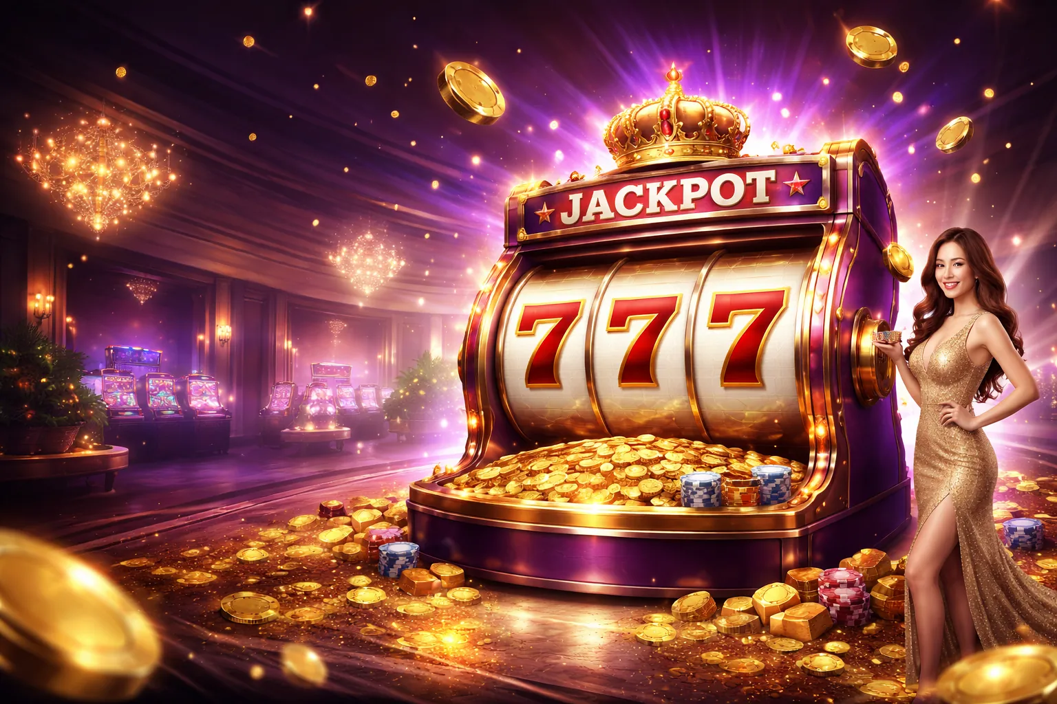 Máy đánh bạc tại c54 link với biểu tượng chiến thắng và jackpot lớn